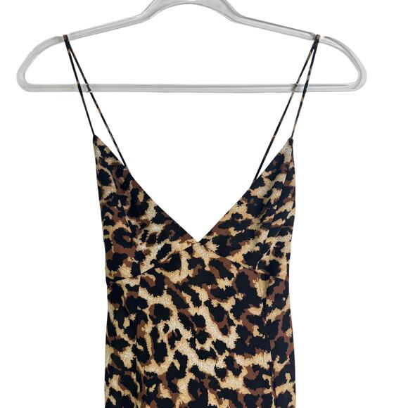 Endless Summer Harper Slip Dress Midi Leopard Open Back Slit Semi-Sheer Small S - Picture 5 of 15